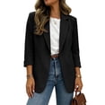 thumbnail image 4 of Zpanxa Womens Winter Jackets Three Quarter Sleeve Button Front Flared Jacket Solid Color Casual Lightweight Versatile with Pockets, 4 of 6
