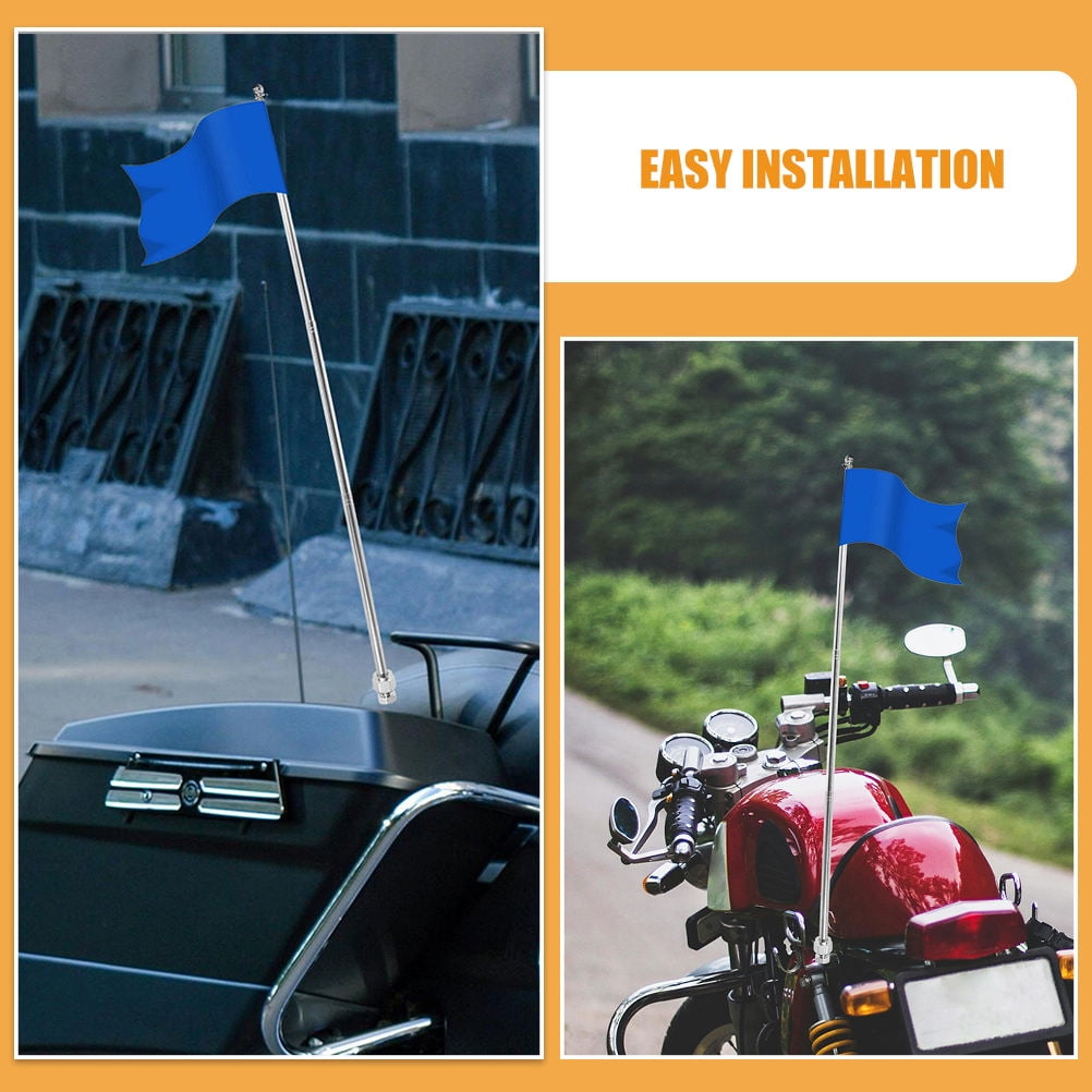 HOMEMAXS 2pcs Adjustable Height Steel Flag Pole For Bicycle Motorcycle Dirt Bike Telescopic Flagpole Kit Safety Flag Holder