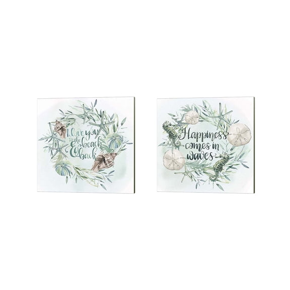 Great Art Now Drawn to the Sea B by Jennifer Parker 2 Piece Canvas Art Set Each 14"W x 14"H