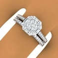 thumbnail image 7 of 0.80 Carat (ctw) 10K White Gold Round & Baguette Cut Diamond Ladies Cluster Bridal Engagement Ring With Matching Band Se, 7 of 7