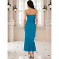 thumbnail image 4 of DARING DIVA Strapless Bodycon Ruffle Maxi Cocktail Wedding Dress L Blue Green, 4 of 6