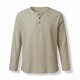 thumbnail image 5 of Ceisia Men's Cotton-Linen Henley Neck T-Shirt | Relaxed Long-Sleeve Solid Casual Top Gift, 5 of 5