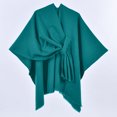 thumbnail image 2 of Gaukiv Womens Solid Wrap Shawls Open Front Cozy Poncho Outerwear Elegant Shoulder Cover Up Green, 2 of 3