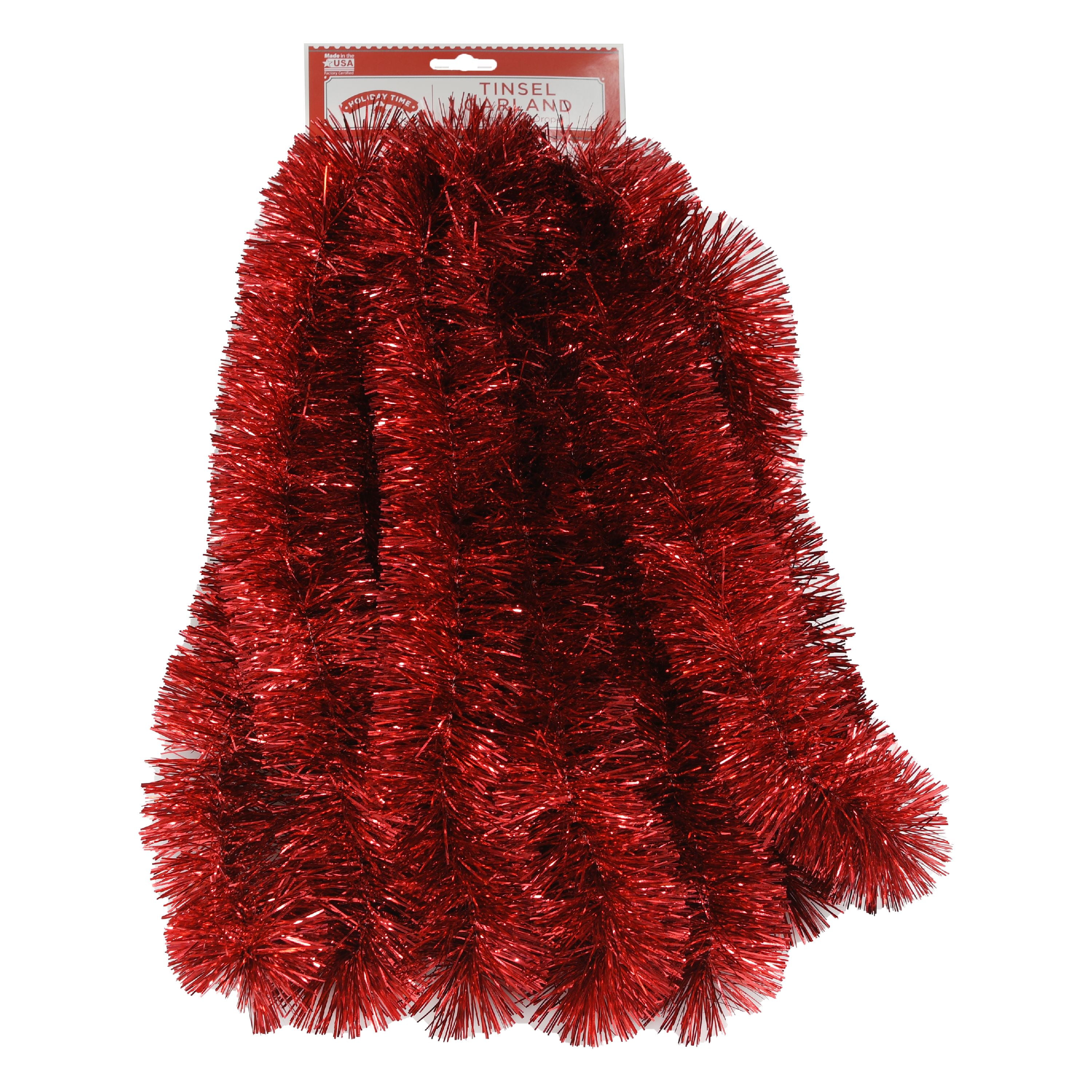 Holiday Time Tinsel Garland, Red, 15' – BrickSeek