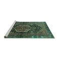 thumbnail image 2 of Ahgly Company Machine Washable Indoor Square Persian Turquoise Blue Traditional Area Rugs, 7' Square, 2 of 4