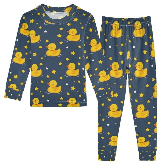 joogoo Cartoon Duck Stars 2 Piece Long Sleeve Tee and Pants Cotton Pajama Set 5Y