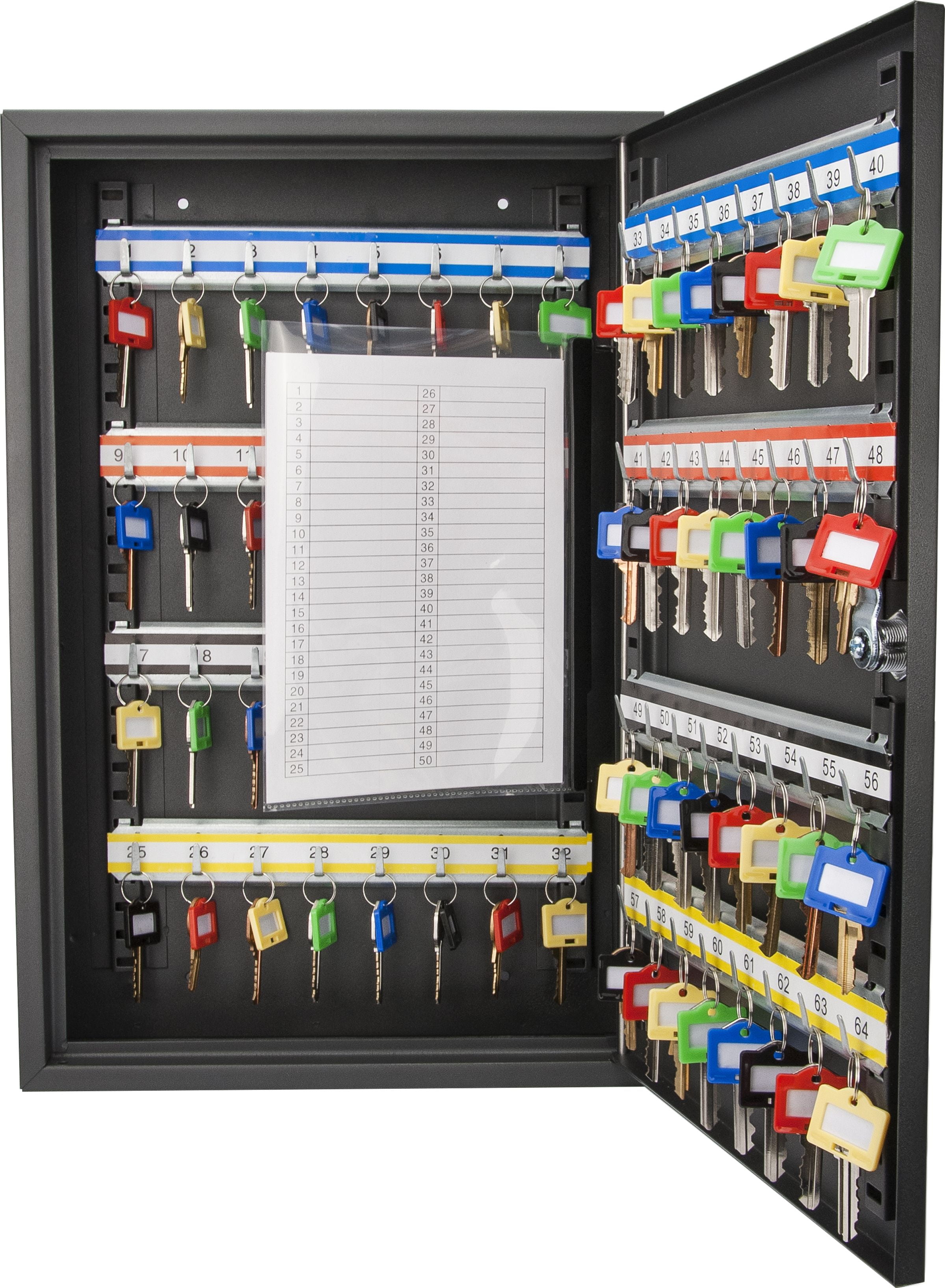64 Keys adjustable Key Lock Box Black