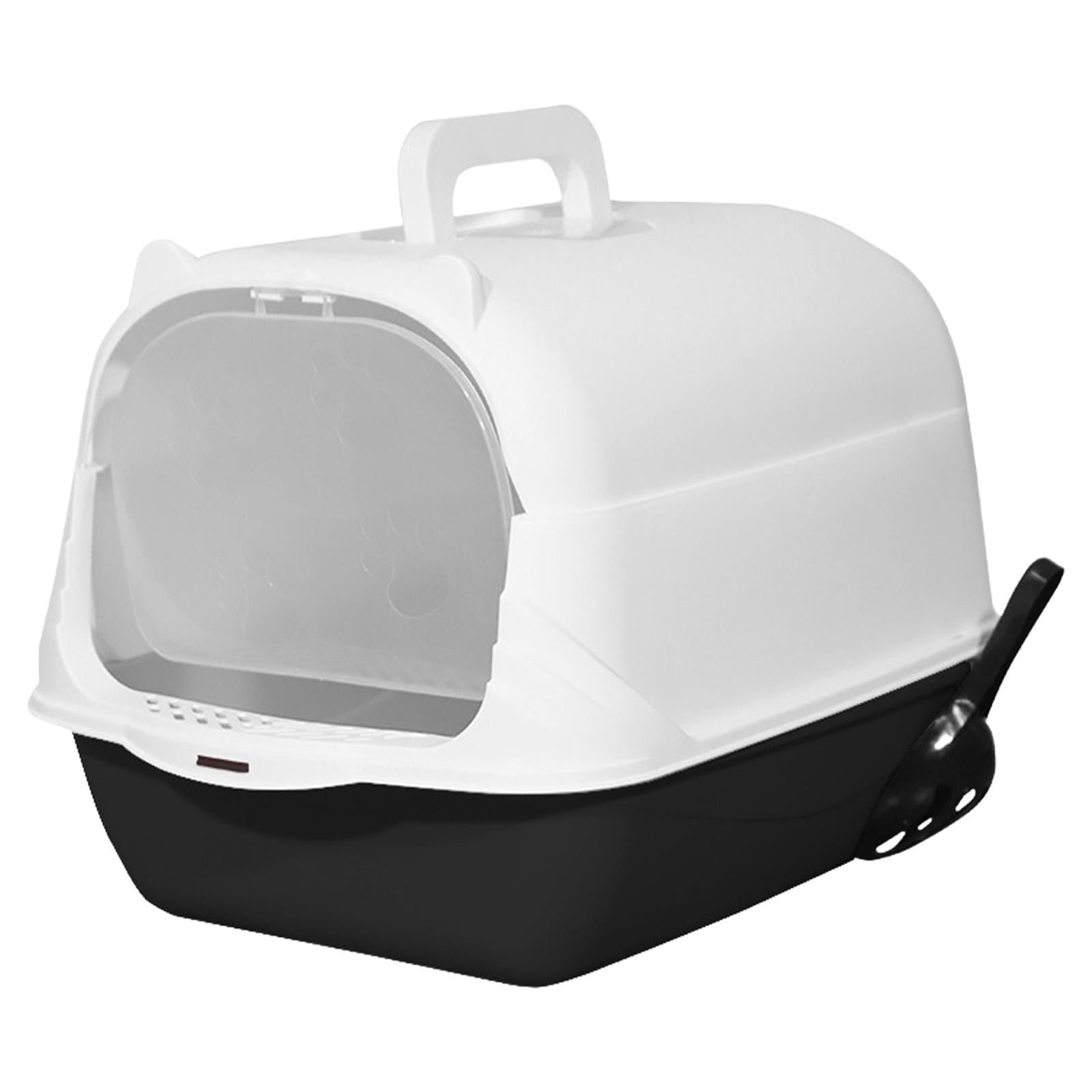 Hooded Cat with Lid Enclosed Cat Toilet Reusable Cat Litter Tray Handheld Black