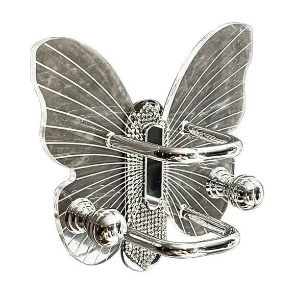 Lilixerw Butterfly Hair Tool Organizer Wall Mount,Self Adhesive Hair Dryer Holder for Bedroom & Bathroom,Stainless Steel Holder for Medium or Small Bathroom Storage,4.72 x 4.33 inch