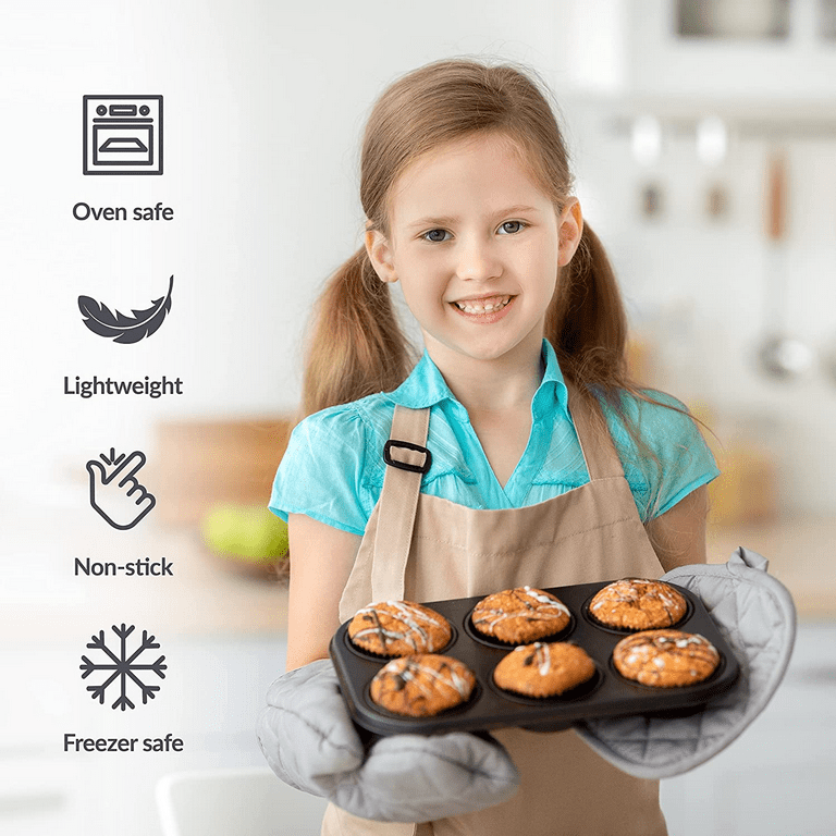 Muffin Pan Set of 2- 6 Cup Tin Muffin Pans Tray Non-toxic & Healthy Oven &  Dishwasher Safe, for Making Cakes Cornbread Qui Cupcakes Home Kitchen  Baking Tools & Accessories 