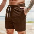 thumbnail image 2 of FAIWAD Men's Corduroy Shorts Casual Elastic Waist Drawstring Lightweight Summer Beach Shorts, 2 of 7
