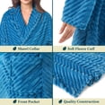 thumbnail image 4 of PAVILIA Super Soft Womens Robe Teal Blue, Fluffy Plush Fuzzy Cozy House Shower Bathrobe, Ribbed Striped Warm Fleece Long Robe for Women, Plus Size 2XL/3XL, 4 of 9