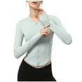 thumbnail image 2 of Wyongtao Women's Workout Hoodie Jacket Lightweight Zip Up Yoga Jacket Cropped Athletic Slim Fit Tops,Gray L, 2 of 5