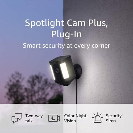 Ring_Spotlight Cam Plus Plug In , Wi-fi, Black, HD, Security