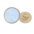 thumbnail image 1 of Geometry Blue Waves Pattern Japan Round Metal Golden Pin Brooch Clip, 1 of 3