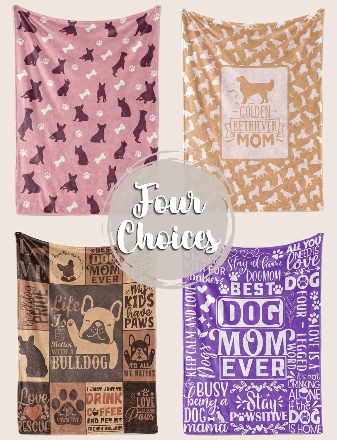 French Bulldog Blanket Throws for Dog Mom Dad, Flannel Fleece Blanket Gifts for Frenchie Lovers, 50*60, Perfect for Birthday Christmas Thanksgiving Mother''s Day, Brown
