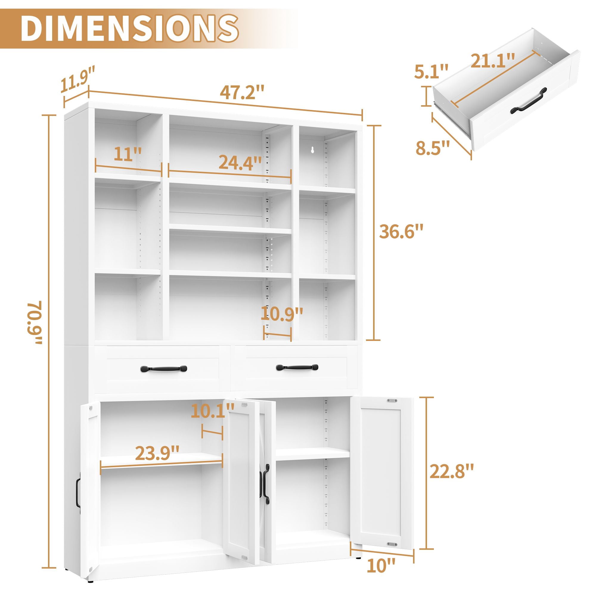Adjustable 4 Shelves Storage Bookcase for Home Indoor Use