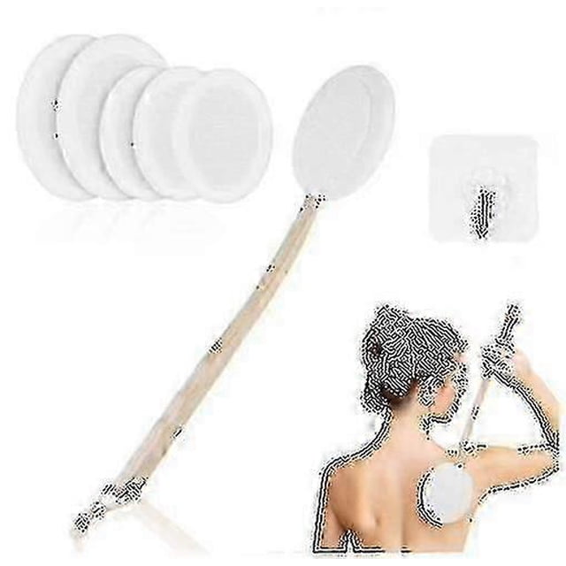 Long Handle Lotion Applicator for Back - 6 Replaceable Pads & Hook Included