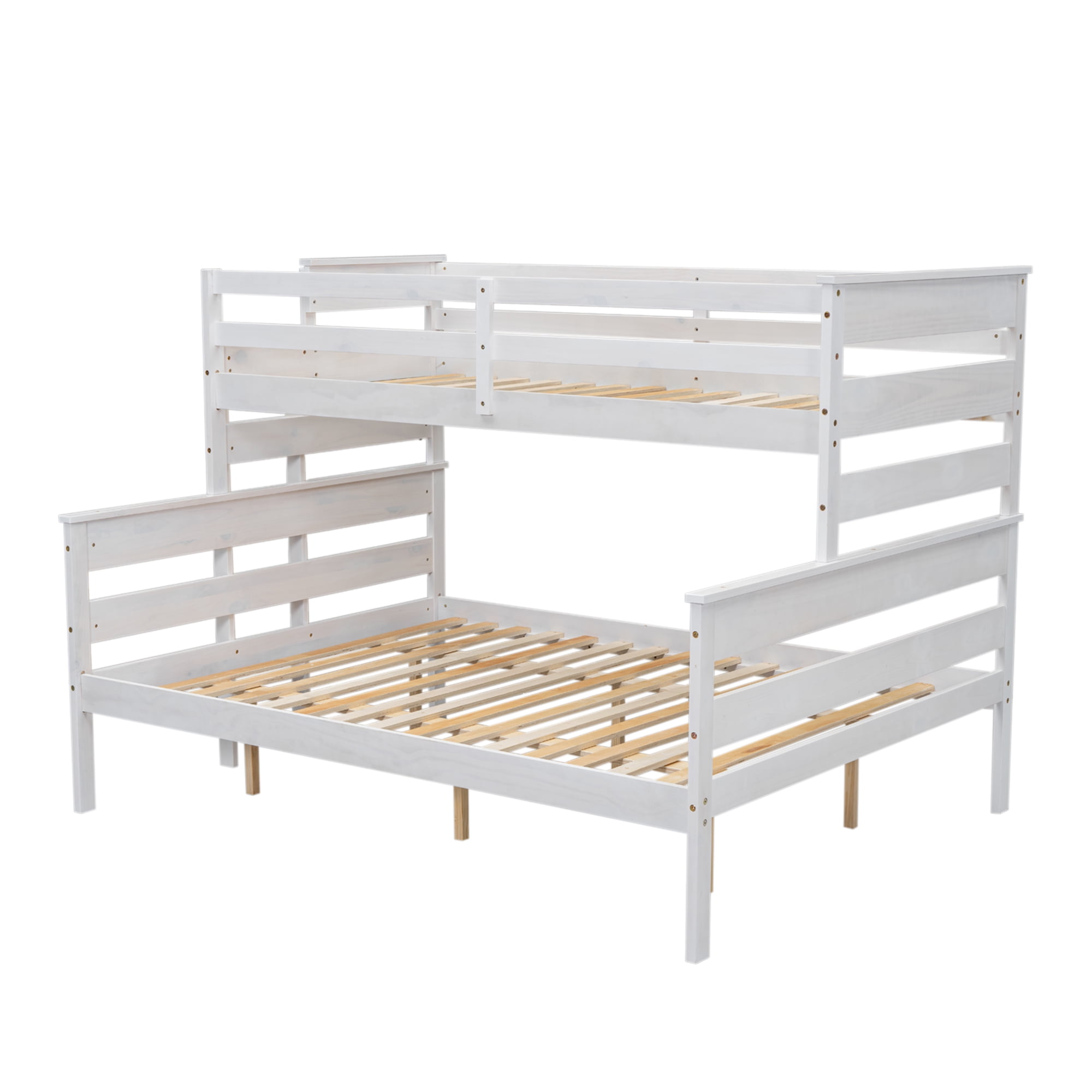 EUROCO Twin XL over Queen Bunk Bed, Convertible 2 Beds for Kids Teens Adults with Ladder, White