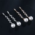 thumbnail image 5 of PYNZY Simulated Pearl for Brides Cubic Zirconia Jewelry Dangle Drop Earrings for Women Plated White Gold, 5 of 5