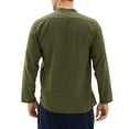 thumbnail image 5 of Mens Linen Cotton Button Down Long Sleeve Turn-down Collar Beach Shirt, 5 of 5