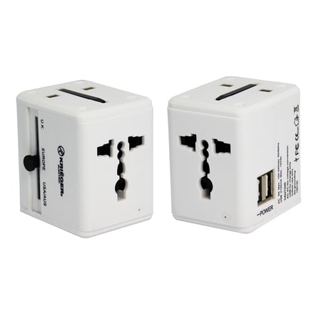 KRIEGER® Universal Worldwide All-in-one Travel Charger Adapter Plug with 2.1A USB Dual Charging Ports AU UK US EU Plug