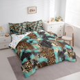 thumbnail image 3 of Castle Fairy Leopard Print Twin Bedding Sets,Brown Teal Bedding Comforter Set, 3 of 8