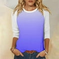 thumbnail image 2 of Camisas de Manga Corta para las Mujeres, 3/4 Manga Color Sólido Gradiente Impreso Cuello Redondo Casual Top Hecho de Tejido Súper Suave, Blusas de Manga Corta para las Mujeres, 2 of 5