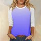 thumbnail image 5 of Camisas de Manga Corta para las Mujeres, 3/4 Manga Color Sólido Gradiente Impreso Cuello Redondo Casual Top Hecho de Tejido Súper Suave, Blusas de Manga Corta para las Mujeres, 5 of 5