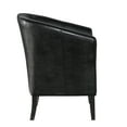 thumbnail image 3 of Stitched Wooden Club Chair with Faux Leather Upholstery, Black, 3 of 5