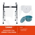thumbnail image 4 of Andadera con Cómodo Sanitario Silla de Ducha | Plegable, Estructura de Acero, Cubeta con Tapa, 6 Niveles de Altura, Soporta hasta 100 Kg, 4 of 11