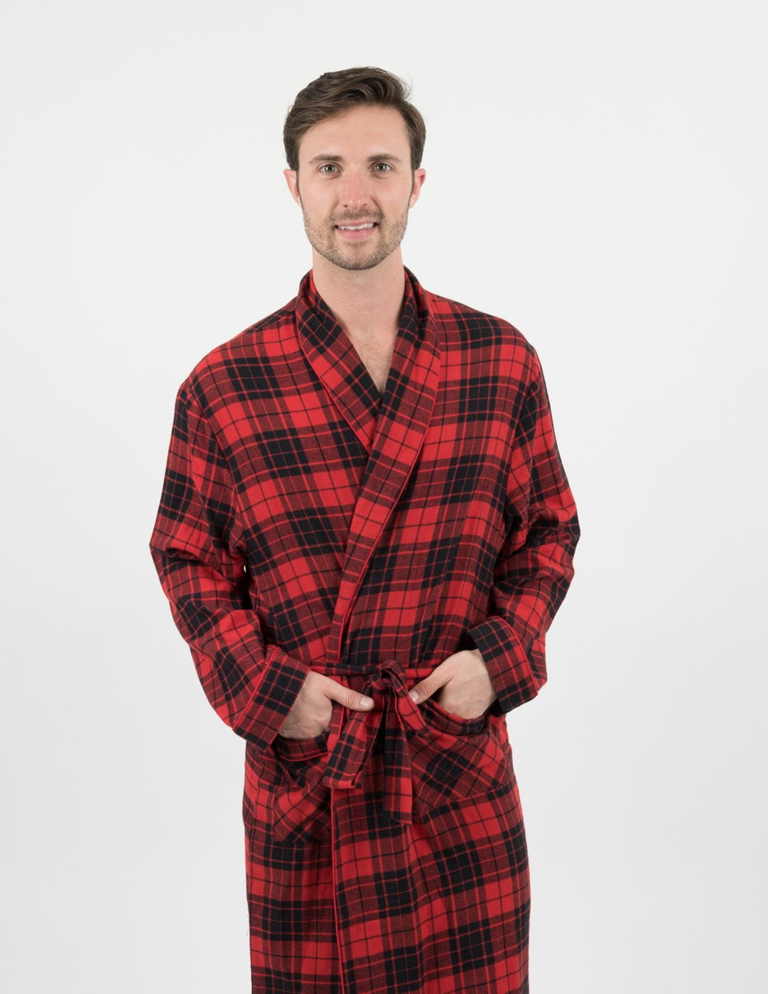Leveret Mens Flannel Robe Black & Red Plaid XL - Walmart.com