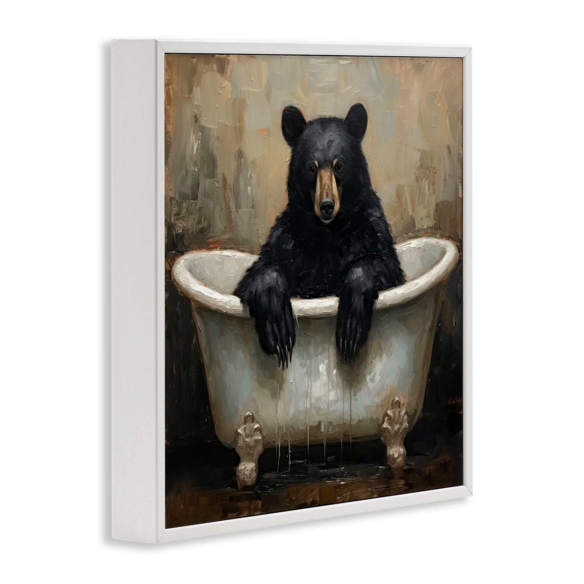 Stupell Industries Black Bear Bath Time White Framed Giclee Art, design by Tina LeCour