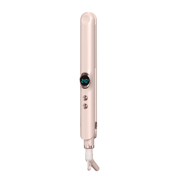 DUANJY 1.18'' Curling Wand & Ceramics Flat Iron Hair Straightener 2-in-1, Curling Iron with Anti-Static Technology, Anti-Scald, Multi Styler with IDE Display, 12 Heat Settings up to 410°F, Pink
