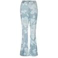 thumbnail image 4 of TAIAOJING Women High Waisted Wide Leg Jeans Fashionable And Elegant Summer Lightweight Floral Print Slit Denim Like Pants, 4 of 8