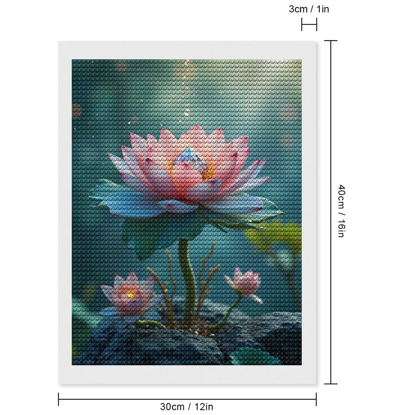 Diamond Art Kits for Adults, Lotus Crystal Gem Bloom Radiance 5D Diamond Painting Kits for Adults Beginners, DIY Full Drill Diamond Painting, Gem Art and Crafts 12x16