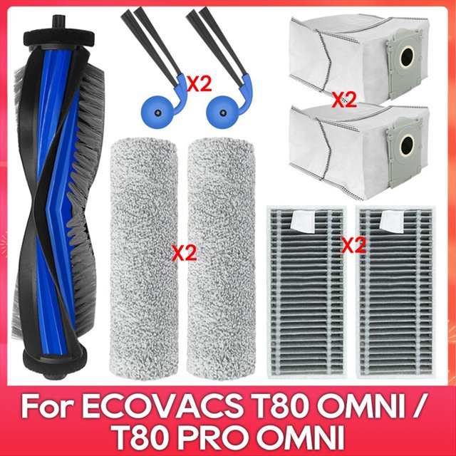 Piezas para Aspiradoras para T80 PRO OMNI / T80 OMNI, Rodillo Principal, Paño de Fregado, Cepillo Lateral, Bolsa para Polvo, Filtro HEPA, Accesorios.
