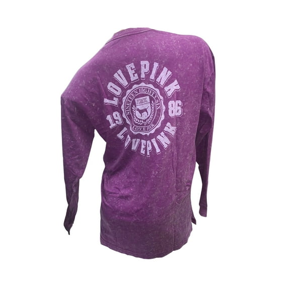 Victoria's Secret Pink Campus Tee Long Sleeve Crew Neck Color Virtual Violet Seal Logo Size X-Small Nwt
