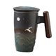 thumbnail image 4 of Taza de té con leche y tapa, original, hecha a mano, con asa de madera, divertida. G, 4 of 7
