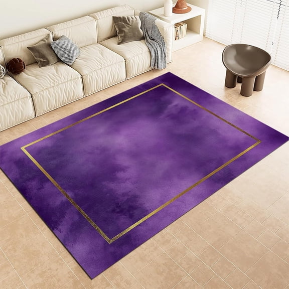Area Rug Doormat For Indoor Entryway, Machine Washable Rug Purple Rugs Marble Watercolor Art Stripes Printed Rug, Non-Slip Carpet For Kitchen, Living Room, Bedroom, Office 1x2ft