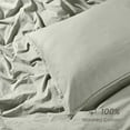 thumbnail image 2 of 100% Organic Washed Cotton Percale Weave Duvet Cover King Size Set | GOTS Certified King Duvet Cover & 2 Pillow Shams – 106x92 inches, Sage, 2 of 9