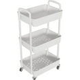 thumbnail image 3 of 3-Tier Rolling Cart with Wheels, Multifunction Storage Organizer for Kitchen, Bathroom, Laundry, White, 3 of 7
