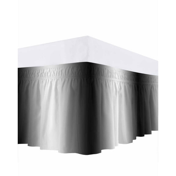 Black and Bed Skirt White Gradient Bed Skirts Queen Size 18 Inch Drop, Wrap Around Dust Ruffle Bedskirt with Adjustable Elastic Belt for Queen Size Beds