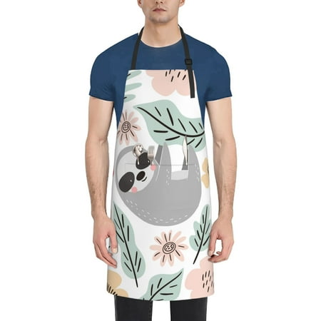 

Coaee Cute Cartoon Sloth for Waterproof Apron for Unisex Adult with Adjustable Bib Apron