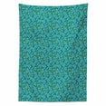 thumbnail image 2 of Botanical Tablecloth, Nature Botanic Jungle Themed Repeating Leaves and Branches Pattern, Rectangle Satin Table Cover for Dining Room and Kitchen, 52" X 70", Petrol Blue and Orange, by Ambesonne, 2 of 2