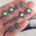 thumbnail image 2 of AYYUFE 5 Pairs Bohemia Hollowed Geometric Rhinestone Earrings Women Jewelry Ear Studs Alloy + Rhinestone Clear, 2 of 6