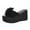 Black, variant on Fesfesfes Women Slides Matsu Heel Thick Sole Slope Heel Women's Shoes Breathable Slip-on Beach Sandals 7.5(40)