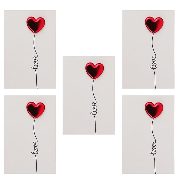BEADCEST 5Pcs Valentine's Day Greeting Cards Assorted Color Paper Romantic Friends Special Days