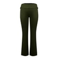 thumbnail image 6 of SKSloeg Womens Plus Size Leggings Tummy Control Low Rise Flared Leggings Fold Over Tummy Control Y2k Casual Yoga Pants Skinny Bell Bottom Yoga Workout Gym Army Green M, 6 of 6