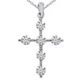 thumbnail image 1 of 14K White Gold Diamond Cross Pendant with 18" Chain, 1 of 3